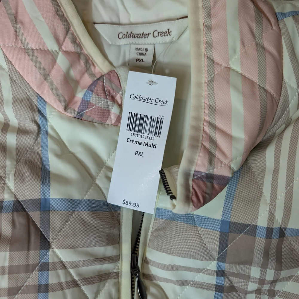 Coldwater Creek Pink and Blue Plaid Vest Size PXL - Picture 7 of 9